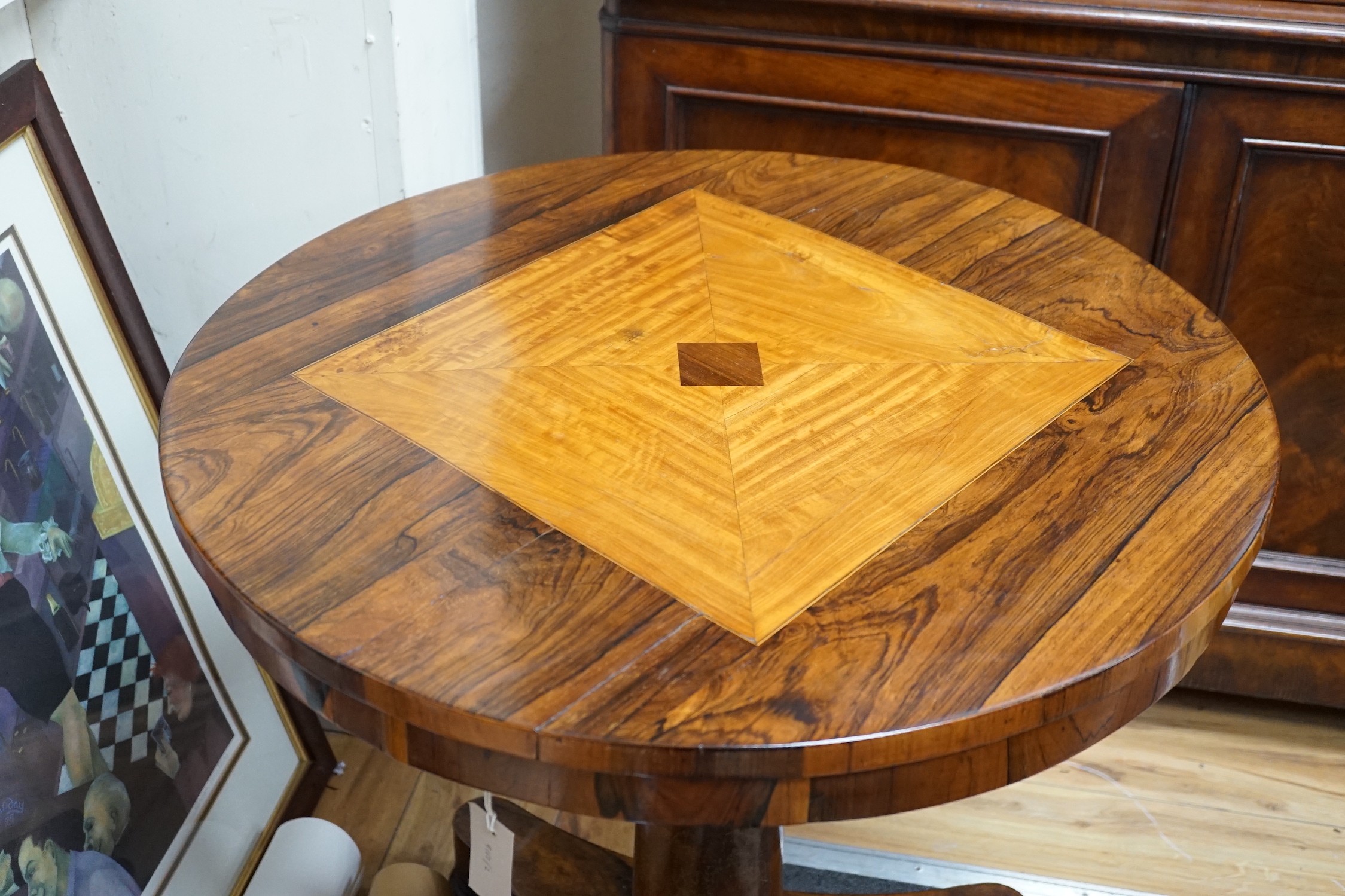 A Regency satinwood inlaid rosewood occasional table, diameter 71cm *Please note the sale commences at 9am.